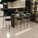 Ver imagem 2 de Kit 02 Banquetas Baixa Cozinha e Sala Jantar Bancada Milão L02 Facto Verde Linho Chumbo - lyam decor