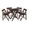 Kit 4 Jogos De Mesas Com 4 Cadeiras De Madeira Dobravel Gourmet Com Suporte Para Ombrelone Tabaco - 3