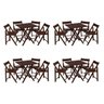 Kit 4 Jogos De Mesas Com 4 Cadeiras De Madeira Dobravel Gourmet Com Suporte Para Ombrelone Tabaco - 1