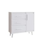 Ver imagem 5 de Cômoda Sapateira Mila em Mdp 3 Gavetas, 1 Porta, Estilo Retrô Savana-off White