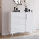 Ver imagem 1 de Cômoda Sapateira Mila em Mdp 3 Gavetas, 1 Porta, Estilo Retrô Savana-off White