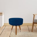 Ver imagem 2 de Puff Banqueta Redonda Nina Suede Azul Marinho Pés Palito Castanho - Pallazio