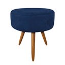 Ver imagem 1 de Puff Banqueta Redonda Nina Suede Azul Marinho Pés Palito Castanho - Pallazio