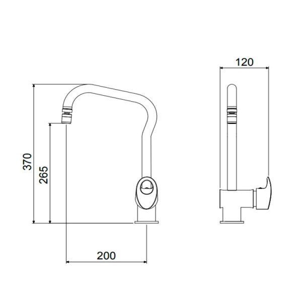 MONOCOMANDO COZINHA 7004 C 62 CROMO PRETO - 2