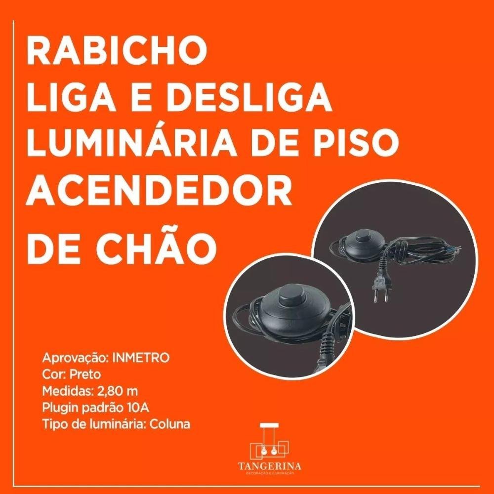 Rabicho Liga/desliga Luminária de Piso Acendedor de Chão - Preto - 3