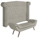 Ver imagem 1 de Cabeceira Cama Box Queen 160cm Provença e Recamier Veneto P02 Bouclé Cru - Mpozenato