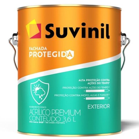 Tinta Acrílica 3,6 Litros Fachada Protegida Gelo - 50842584 - Suvinil Tinta Acrilica 3,6 Litros Fach