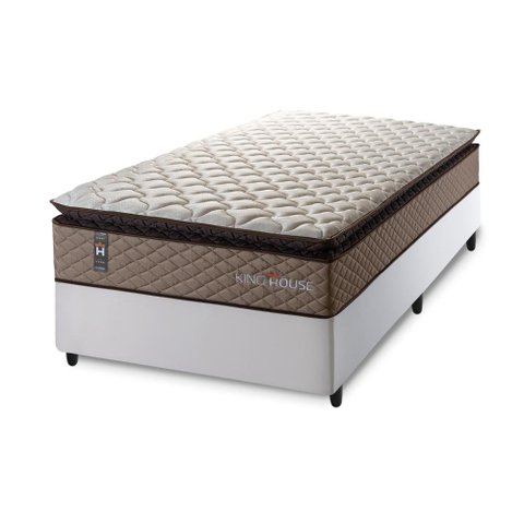 Conjunto Cama Box Espuma Atlanta Marrom Solteiro 96x203x62
