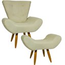 Ver imagem 1 de Kit Poltrona Decorativa Para Sala Recepção Escritório Consultório + Puff Emilia Suede