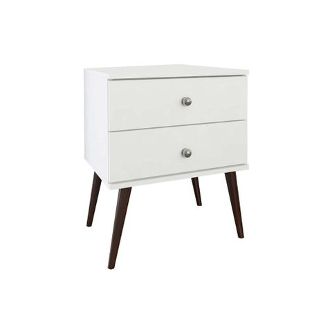 Mesa Cabeceira Casal RT 3032 c/ 2 Gavetas Branco - Movelbento