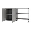 Ver imagem 4 de Escrivaninha 1,7m C/ Balcão Lateral Nicho e Armário Aéreo F5 Cor:cinza Sagrado com Preto