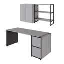 Ver imagem 2 de Escrivaninha 1,7m C/ Balcão Lateral Nicho e Armário Aéreo F5 Cor:cinza Sagrado com Preto