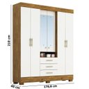 Ver imagem 5 de Guarda-Roupa Casal com Espelho 6 Portas 3 Gavetas Capelinha Débora Acp - Mel/Off-White