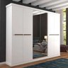 Guarda-Roupa Linhares com 6 Portas e 4 Gavetas com Acabamento Em Vidro Panan Móveis - Branco - 1