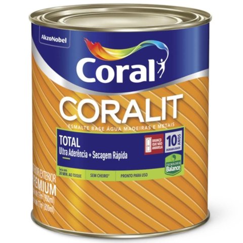 Esmalte a Base de Água Coralit Total Zero 900ml Branco - 5202888 - Coral Esmalte 0,9l Base Dagua Cor
