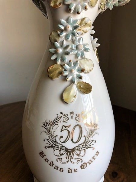 Vaso Exclusivo De Porcelana Bodas D Ouro 50 Anos D Casamento - 5