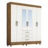 Guarda-Roupa Casal 6 Portas com Espelho Beatriz Acp - Mel/Off-White - 1