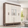 Guarda-Roupa Casal 6 Portas com Espelho Beatriz Acp - Café/Off-White - 1