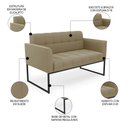 Ver imagem 3 de Sofá Namoradeira e 1 Poltrona Base Industrial Preto Ana Suede Marrom Rt - Ibiza