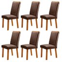 Ver imagem 1 de Conjunto 6 Cadeiras Lira Estrutura MDF Veludo Marrom Naturalle Moderna