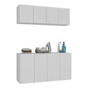 Ver imagem 1 de Conjunto Lavanderia Suspenso Multiuso Armário Aéreo e Balcão Mp5052 Branco Branco