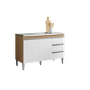 Ver imagem 3 de Balcão Gabinete P/ Pia Andreia com Tampo 120 Cm Ajl Móveis - Amêndoa e Branco