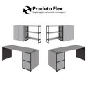 Ver imagem 2 de Escrivaninha com Balcão Lateral Armário Aéreo Nicho 170cm Cinza Sagrado com Preto F5 Office