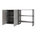 Ver mais imagens de Escrivaninha com Balcão Lateral Armário Aéreo Nicho 170cm Cinza Sagrado com Preto F5 Office