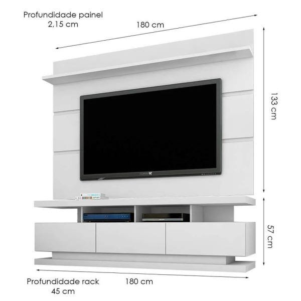 Rack com Painel Vivare Branco - Giga Móveis - 5