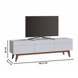 Rack Classic 3 Gavetas 180cm Branco Acetinado - Imcal Móveis - 4