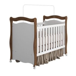 Berço Sonho com Regulagem de Altura Mini Cama Permóbili Móveis - Savana/Branco - 2