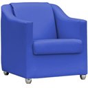 Ver imagem 5 de Kit 3 Poltronas Decorativa para Sala Manicure Recepção Mila Corino Azul Marinho Pés Plástico Cromado