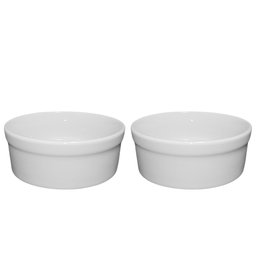 Kit Comedouro e Bebedouro de Porcelana 300ml Branco Liso - 1