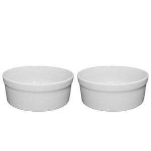 Kit Comedouro e Bebedouro de Porcelana 300ml Branco Liso