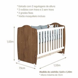 Berço Chamego com Regulagem de Altura Permobili - Savana/Branco - 5