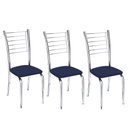 Ver imagem 1 de Conjunto 3 Cadeiras Ipanema Cromada Para Cozinha-corino Azul