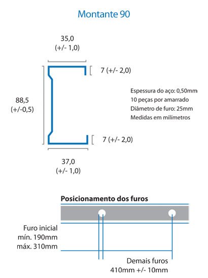 Perfil Drywall Montante 90 X 30 X 3000mm Multiperfil - 2