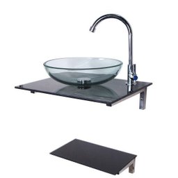 Kit Gabinete Banheiro Pequeno 45cm Preto M Com Cuba E Torneira - 6