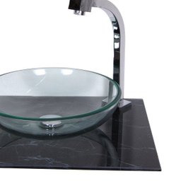 Kit Gabinete Banheiro Pequeno 45cm Preto M Com Cuba E Torneira - 3