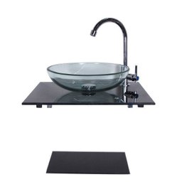 Kit Gabinete Banheiro Pequeno 45cm Preto M Com Cuba E Torneira - 1