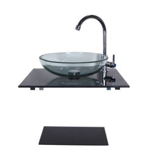 Kit Gabinete Banheiro Pequeno 45cm Preto M Com Cuba E Torneira