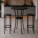 Ver imagem 1 de Conjunto Mesa Alta Bistrô Porto com 2 Banquetas Alta Kassel Cor Preto - Kmj