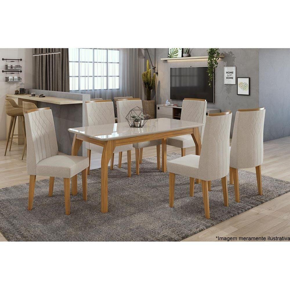 Cadeira Sala de Jantar Exclusive Kit 2 Un Rovere/amêndoa/linho Rinzai Bege - Lopas - 7