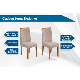 Cadeira Sala de Jantar Exclusive Kit 2 Un Rovere/amêndoa/linho Rinzai Bege - Lopas - 5