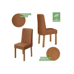 Cadeira Sala de Jantar Exclusive Kit 2 Un Rovere/amêndoa/linho Rinzai Bege - Lopas - 4