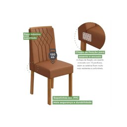 Cadeira Sala de Jantar Exclusive Kit 2 Un Rovere/amêndoa/linho Rinzai Bege - Lopas - 2