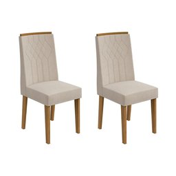 Cadeira Sala de Jantar Exclusive Kit 2 Un Rovere/amêndoa/linho Rinzai Bege - Lopas - 1