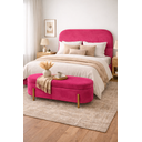 Ver imagem 2 de Kit Atenas Cabeceira de Cama Box Orgânica e Recamier Calçadeira Baú Queen 160 Cm Suede Rosa Pink Eli