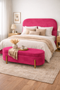 Ver imagem 2 de Kit Atenas Cabeceira de Cama Box Orgânica e Recamier Calçadeira Baú Queen 160 Cm Suede Rosa Pink Eli