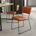 Ver imagem 3 de Cadeira Decorativa Estofada Para Sala De Jantar Base Em Aço Allana L02 Couríssimo Camel - Lyam